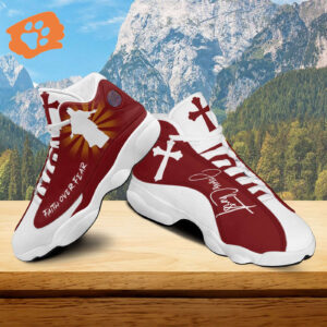Jesus Cross Basketball Shoes, Faith Over Fear Sport Shoes, Unisex Shoes With Thick Sole, Christian Lover Gift