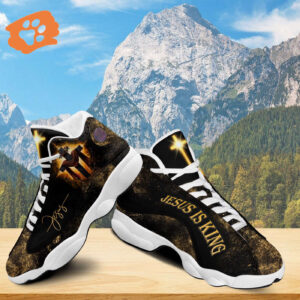 Jesus Cross Basketball Shoes, Jesus Is King Sparkle Cross Running Shoes, Christian Unisex Basketball Shoes, Faith Believers Gifts