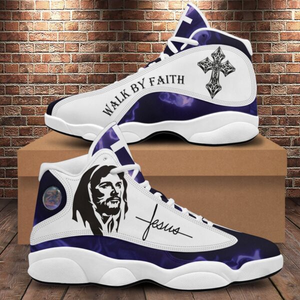 Jesus Cross Basketball Shoes, Walk By Faith Sport Shoes, Unisex Shoes With Thick Sole