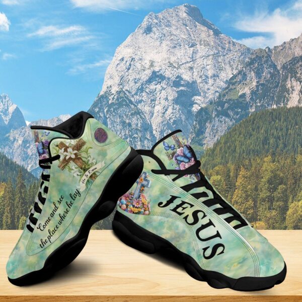 Jesus Cross Easter Basketball Shoes, Jesus He Is Risen Running Shoes, Christian Faith Lily Footwear Sneaker Unisex