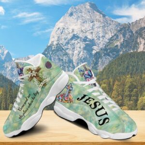 Jesus Cross Easter Basketball Shoes, Jesus He Is Risen Running Shoes, Christian Faith Lily Footwear Sneaker Unisex 1