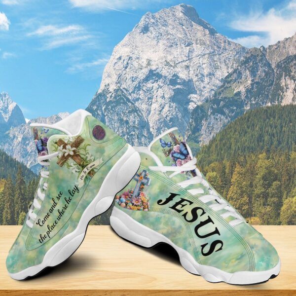 Jesus Cross Easter Basketball Shoes, Jesus He Is Risen Running Shoes, Christian Faith Lily Footwear Sneaker Unisex