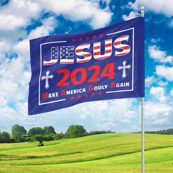 Jesus Cross Garden Flag Christ 2024 Make American Godly Patriotic Outdoor Decor