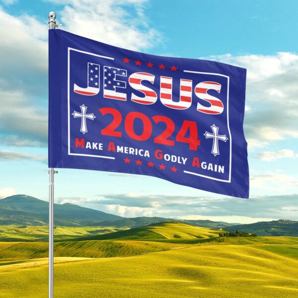 Jesus Cross Garden Flag Christ 2024 Make American Godly Patriotic Outdoor Decor