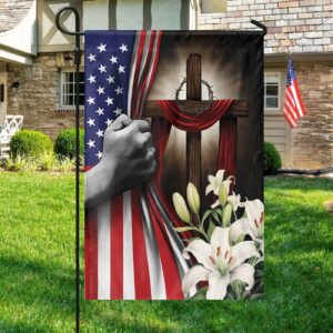 Jesus Cross Hand Pull American Flag Christian Home Outdoor Decoration 3