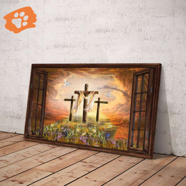 Jesus Cross in the Sky Window Poster for Home Decor Gift