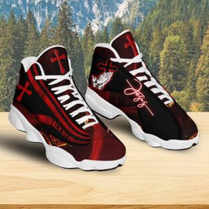 Jesus Cross Jesus Faith Basketball Shoes, Walk By Faith Running Footwear, Jesus Running Shoes, Faith Religious Gift 1
