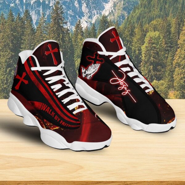 Jesus Cross Jesus Faith Basketball Shoes, Walk By Faith Running Footwear, Jesus Running Shoes, Faith Religious Gift