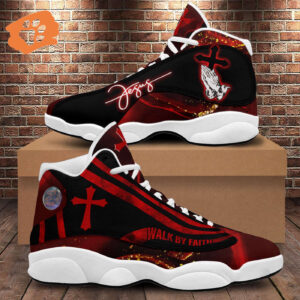 Jesus Cross Jesus Faith Basketball Shoes, Walk By Faith Running Footwear, Jesus Running Shoes, Faith Religious Gift