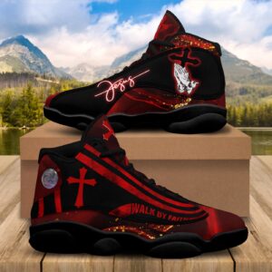 Jesus Cross Jesus Faith Basketball Shoes, Walk By Faith Running Footwear, Jesus Running Shoes, Faith Religious Gift 3