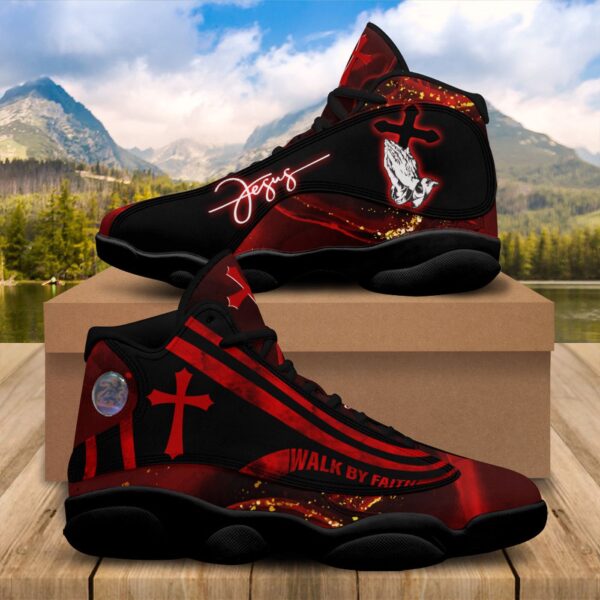 Jesus Cross Jesus Faith Basketball Shoes, Walk By Faith Running Footwear, Jesus Running Shoes, Faith Religious Gift