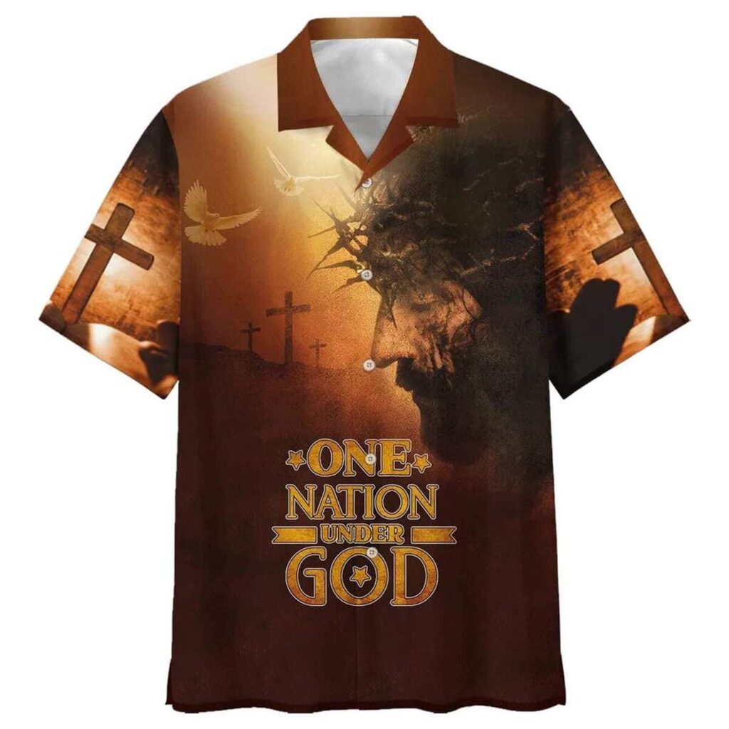 Christian Cross Hawaiian Shirt for Men – Faithful Gift from Jesus One Nation under God Christian Cross Hawaiian Shirt for Men – Faithful Gift from Jesus One Nation under God