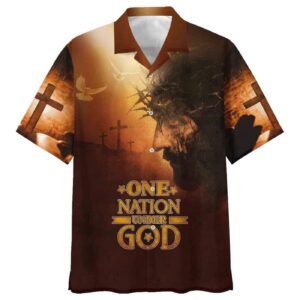 Christian Cross Hawaiian Shirt for Men - Faithful Gift from Jesus One Nation under God