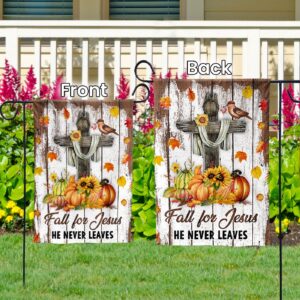 Jesus Cross Pumpkin Outdoor Garden Flags: Thanksgiving & Autumn Harvest Decor 3