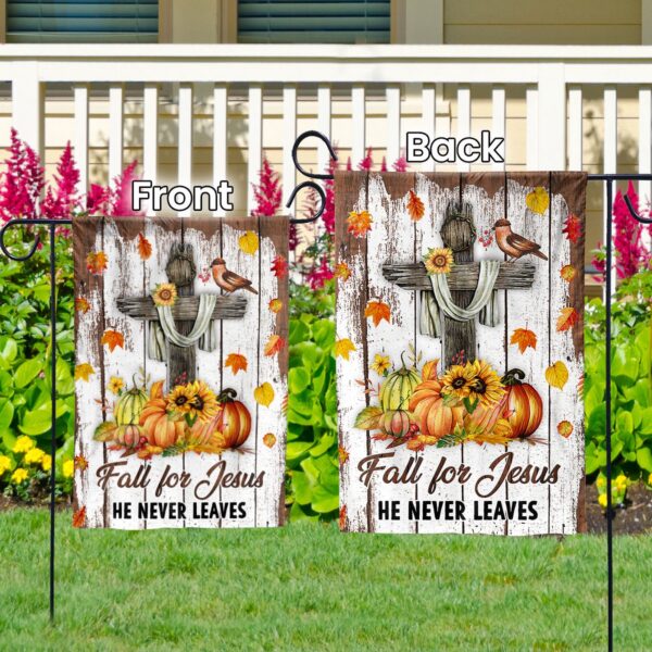 Jesus Cross Pumpkin Outdoor Garden Flags: Thanksgiving & Autumn Harvest Decor