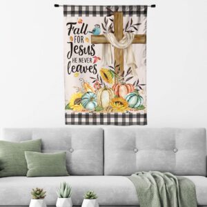 Fall For Jesus Outdoor House Flag with Pumpkins - Farmhouse Holiday Decor 1