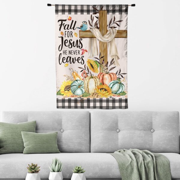 Fall For Jesus Outdoor House Flag with Pumpkins – Farmhouse Holiday Decor