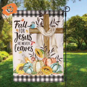 Fall For Jesus Outdoor House Flag with Pumpkins - Farmhouse Holiday Decor