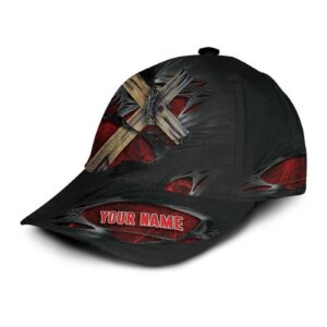 Jesus Cross Torn Fabric Custom Name 3D Classic Cap For Jesus Lovers, jesus hat, jesus cap 1