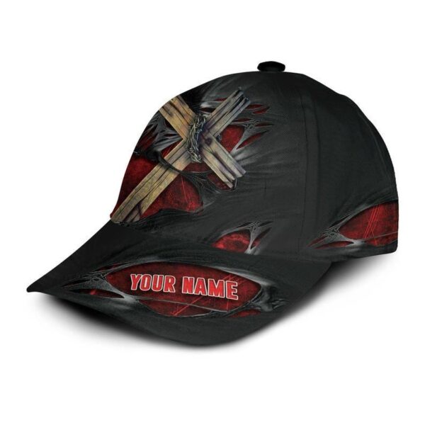 Jesus Cross Torn Fabric Custom Name 3D Classic Cap For Jesus Lovers, jesus hat, jesus cap