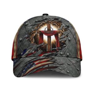 Jesus Cross Us Flag Classic Cap All Over Print 1