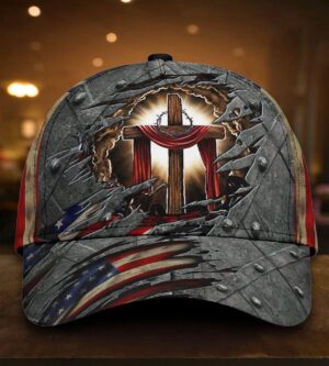 Jesus Cross Us Flag Classic Cap All Over Print