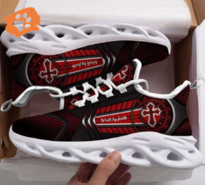 Jesus Cross Walk By Faith Yezy Running Sneakers Gift for Men Women