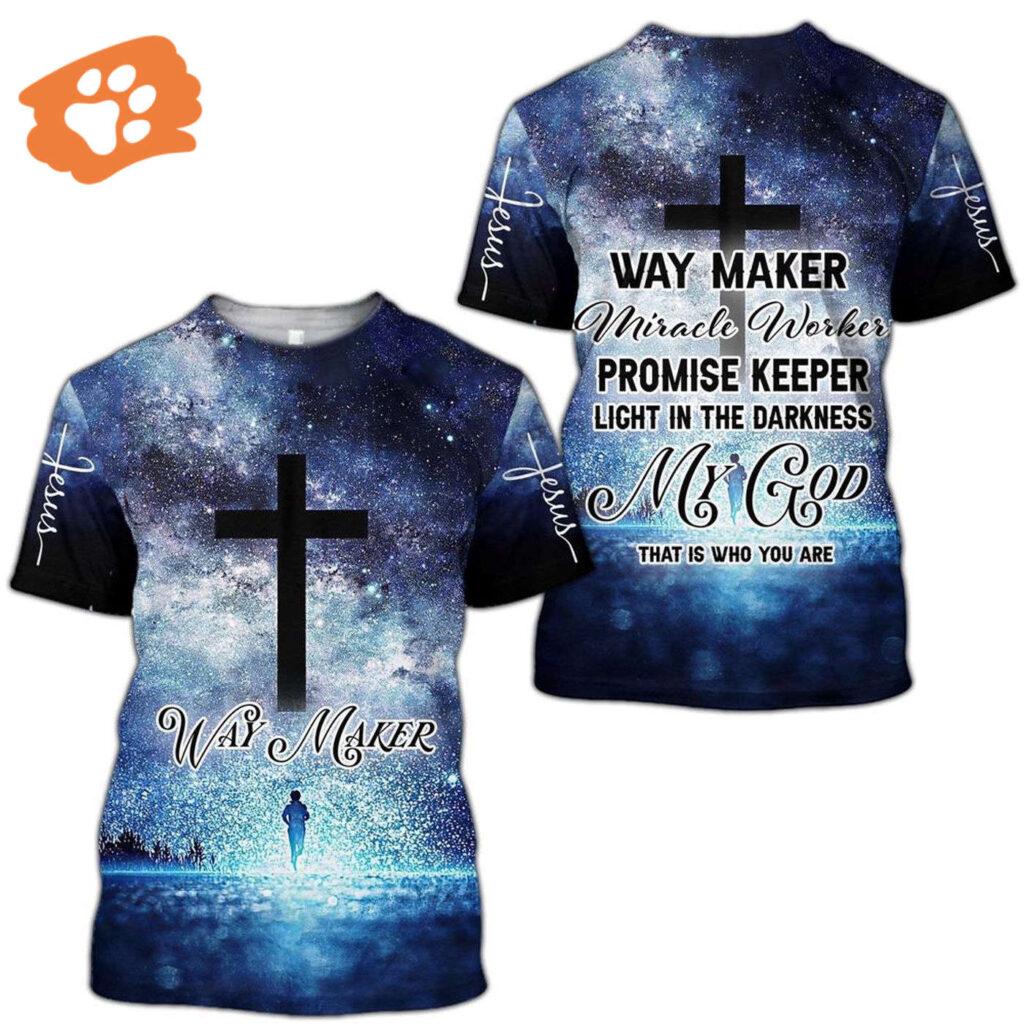 Jesus Cross Way Maker All Over Print 3D T-Shirt – Gift for Christians