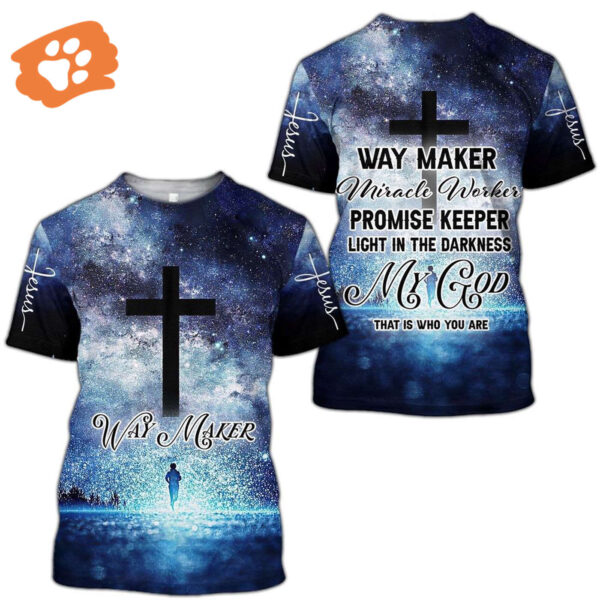 Jesus Cross Way Maker All Over Print 3D T-Shirt – Gift for Christians
