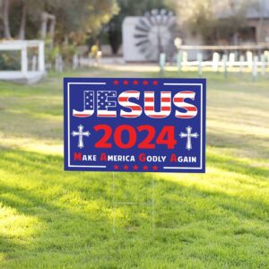 Jesus Cross Yard Sign: Christ 2024 Make American Godly Again - Outdoor Jesus Yard Decor & Patriot Gift 3