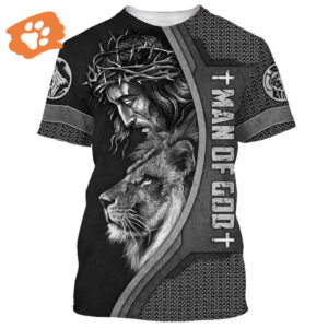 Christian Jesus Crown of Thorns Lion All Over Print 3D T-Shirt - Unique Gift for Christians