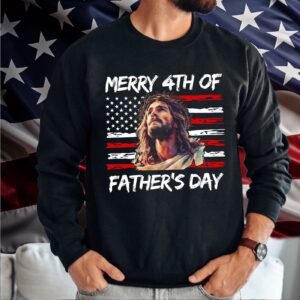 Jesus Dad American Flag T-shirt & Father s Day Sweatshirt Independence Day Gift Set 1