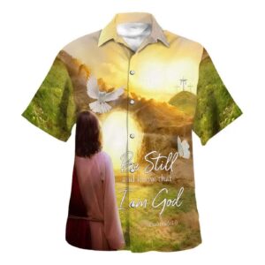 Men s Jesus Dove Be Still Hawaiian Shirt: Gift for Christian Men