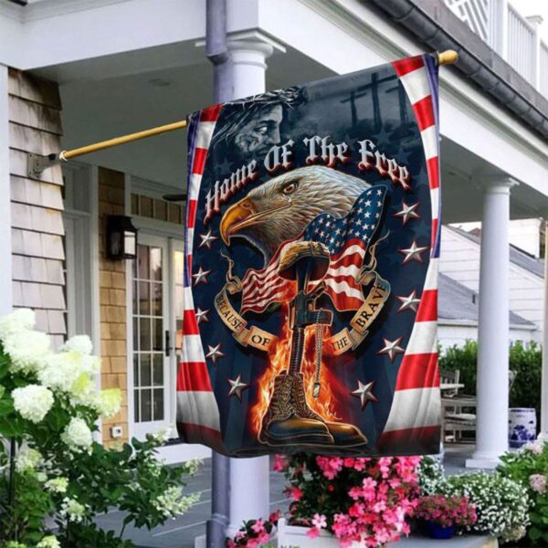 Jesus Eagle Home Of The Free Because Of The Brave American Flag Patriotic Veterans Day Flag