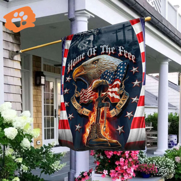 Jesus Eagle Home Of The Free Because Of The Brave American Flag Patriotic Veterans Day Flag