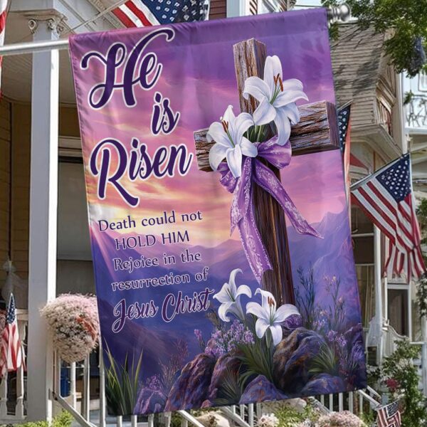 He Is Risen Jesus Easter Flag – Purple Garden Flag & Gifts