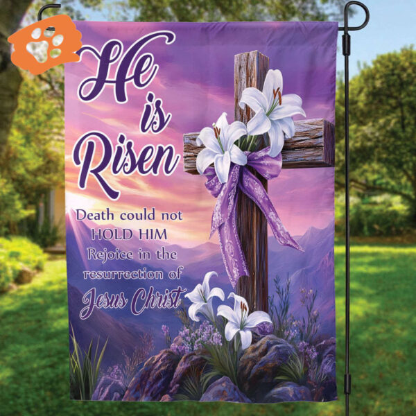 He Is Risen Jesus Easter Flag – Purple Garden Flag & Gifts