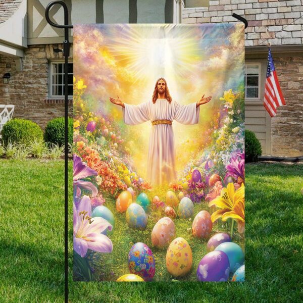 Jesus Easter Garden Flag – Happy Easter Day House Flag for Yard Decor & Religious Gift
