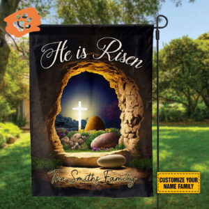 Jesus Easter Personalized Garden Flag: He Is Risen Christian Decor Gift