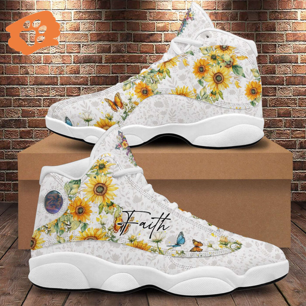 Jesus Faith Basketball Shoes, Sunflower Butterfly Running Shoes, Religious Christian Gifts For Mom Jesus Faith Basketball Shoes, Sunflower Butterfly Running Shoes, Religious Christian Gifts For Mom