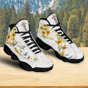 Jesus Faith Basketball Shoes, Sunflower Butterfly Running Shoes, Religious Christian Gifts For Mom 1