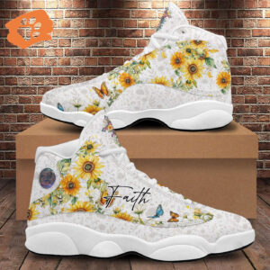 Jesus Faith Basketball Shoes, Sunflower Butterfly Running Shoes, Religious Christian Gifts For Mom