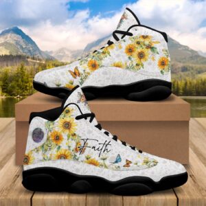 Jesus Faith Basketball Shoes, Sunflower Butterfly Running Shoes, Religious Christian Gifts For Mom 1