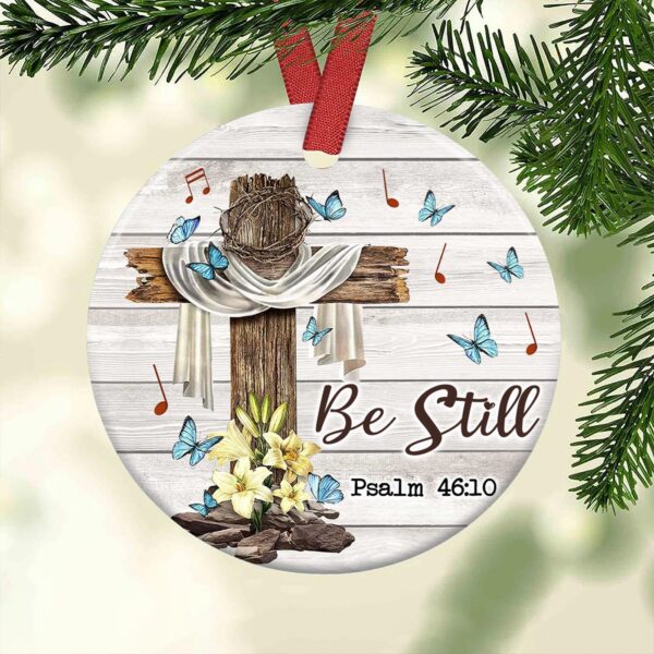 Jesus Faith Butterfly Ceramic Ornament: Unique Circle Style Decor