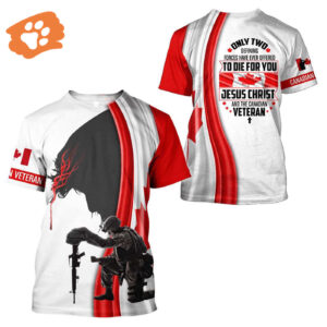 Canadian Veteran Jesus All Over Print 3D T-Shirt: Perfect Gift for Christian Faith Jesus Shirt