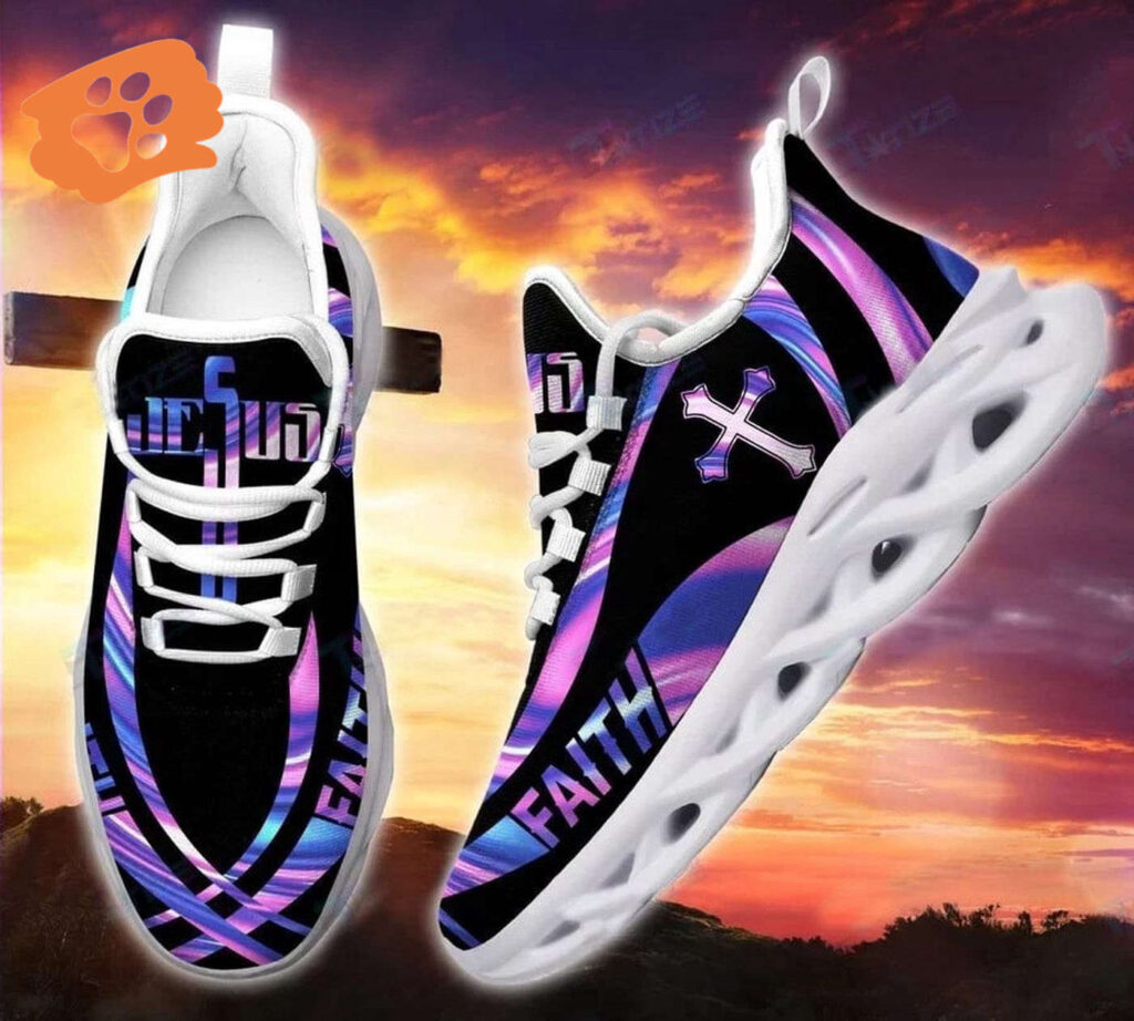 Jesus Faith Hologram Yezy Running Sneakers Gift for Men Women