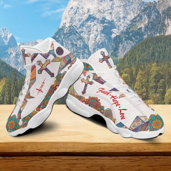Jesus Faith Hope Love Running Shoes, Christian Cross Mandala Basketball Shoes, Unisex Footwear Shoes