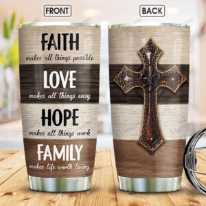 Jesus – Faith Hope Love Stainless Steel Tumbler 83 - Jesus Lover Men Women