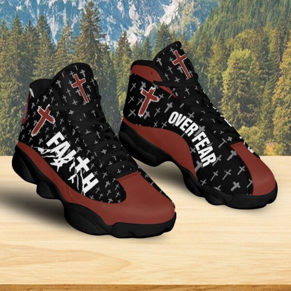 Jesus Faith Over Fear Basketball Shoes, Christian Cross Running Sneakers Unisex, Faith Religious Gift Mom