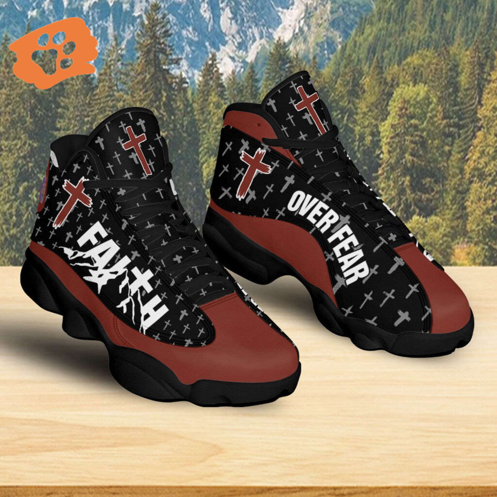 Jesus Faith Over Fear Basketball Shoes, Christian Cross Running Sneakers Unisex, Faith Religious Gift Mom Jesus Faith Over Fear Basketball Shoes, Christian Cross Running Sneakers Unisex, Faith Religious Gift Mom